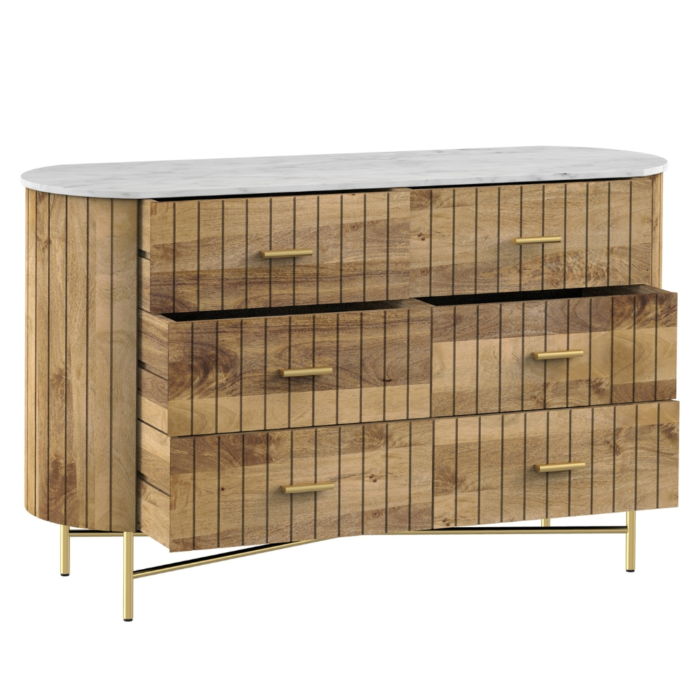 Piano Natural 6 Drawer Chest Of Drawer - Image 5