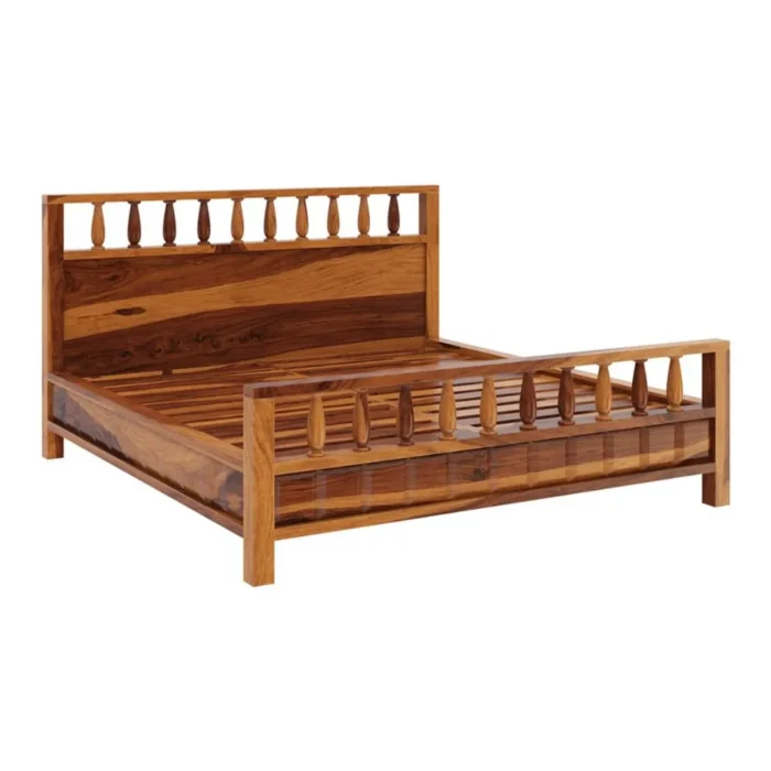 Priti : Rustic Solid Wood King Size Platform Bed - Image 6