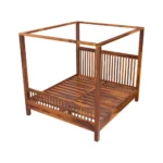 Priti : Madison Rustic Solid Wood Platform Canopy Bed - Image 5