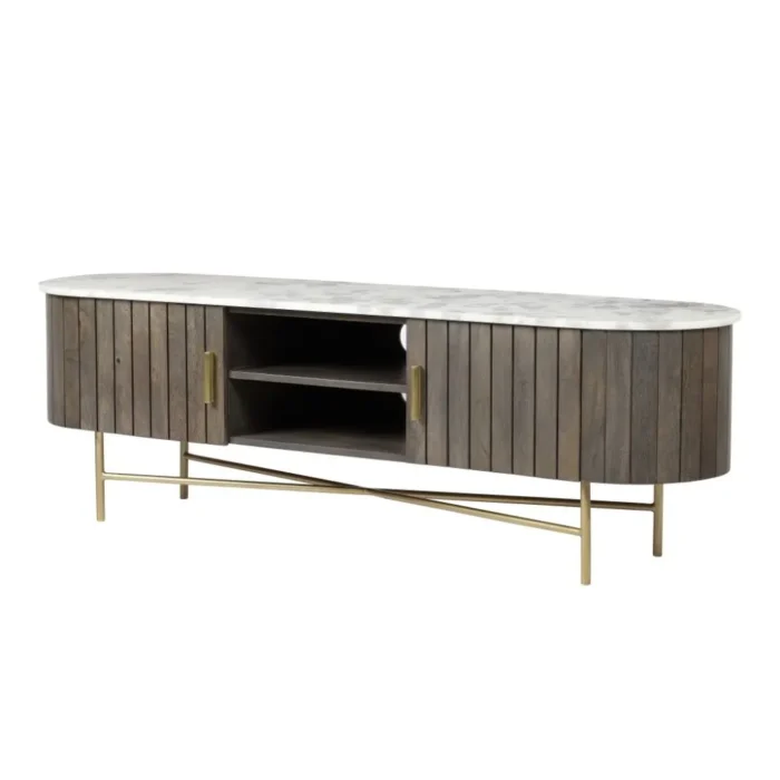 Ishu Piano Wide Grey TV Cabinet - Image 4