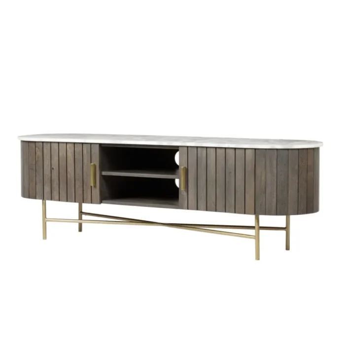 Ishu Piano Wide Grey TV Cabinet - Image 2
