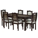 PRITI : Salem Brass Inlay Rustic Solid Wood Dining Table Chair Set - Image 2
