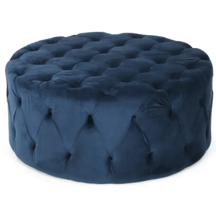 40” Wide Velvet Tufted Round Cocktail Poufs - Image 7