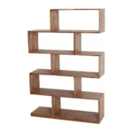 SOLID SHEESHAM WOOD BOOKSHELF IN STONE FINISH BOOKCASE |  WOOD SHELVING - Image 3