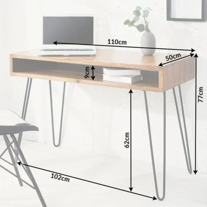 RETRO STURDY STONE FINISH HOME OFFICE DESK IN NATURAL SHEESHAM SOLID ROSEWOOD - Image 5