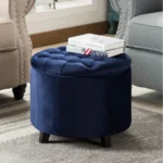 20” Wide Velvet Tufted Round Storage Poufs with Storage