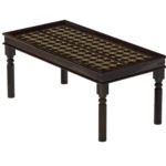 PRITI : Salem Brass Inlay Rustic Solid Wood Dining Table Chair Set - Image 5