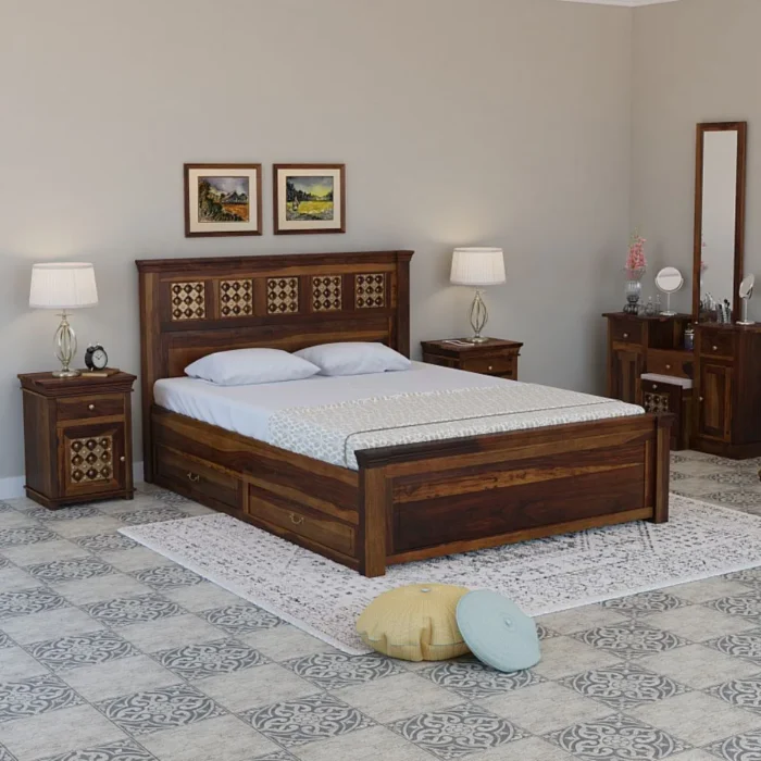 8-13 Priti : Prestige Solid Wood King Size Drawer Storage Bed - Image 1