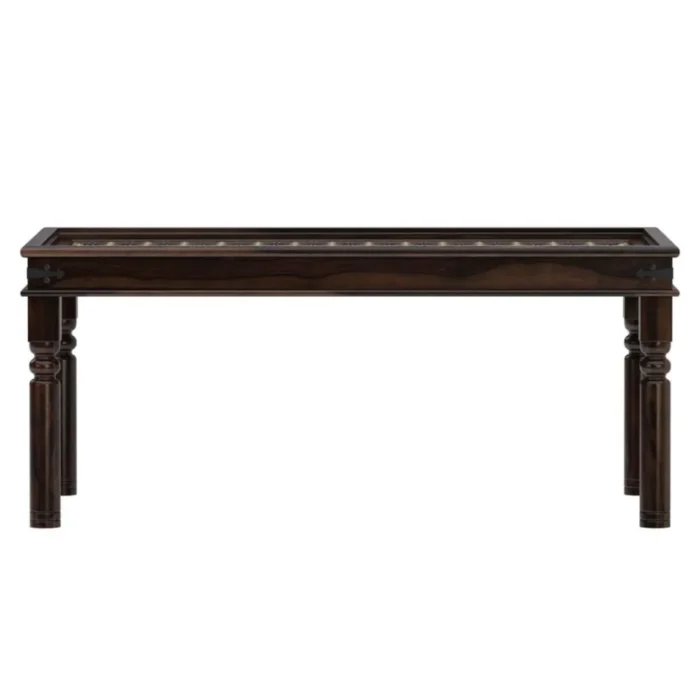 PRITI : Salem Brass Inlay Rustic Solid Wood Dining Table Chair Set - Image 4