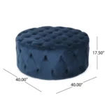 40” Wide Velvet Tufted Round Cocktail Poufs - Image 8