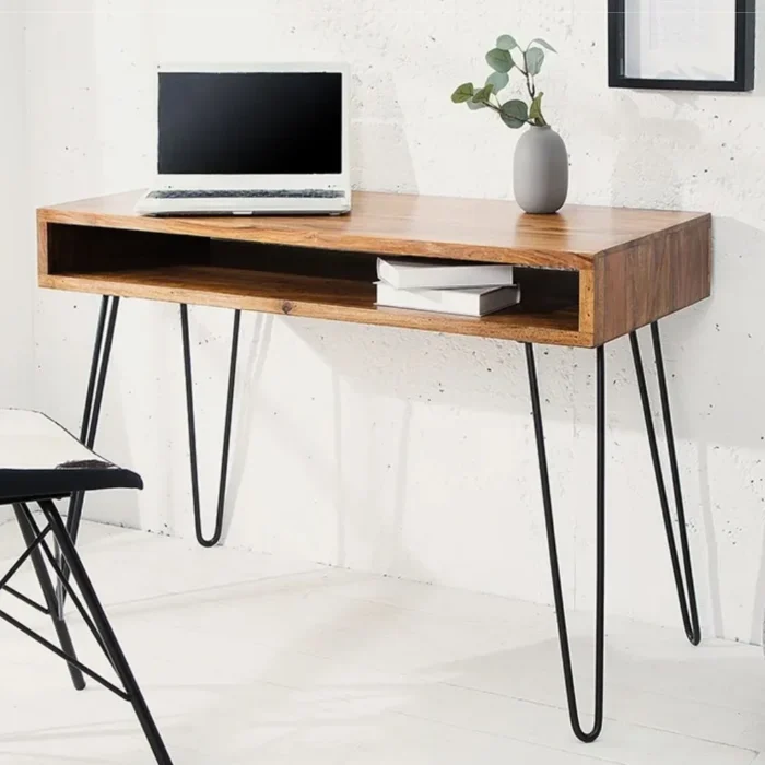 RETRO STURDY STONE FINISH HOME OFFICE DESK IN NATURAL SHEESHAM SOLID ROSEWOOD - Image 1