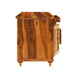 Priti : Rustic Solid Wood Computer Desk With Louvered Door Cabinet - Image 3