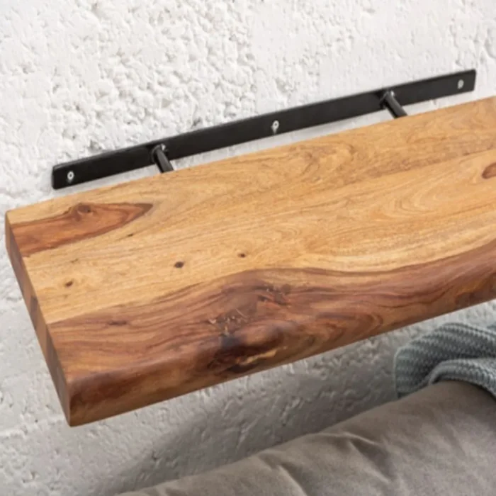 Massive Sheesham Wall Shelf Unit With Tree Edge - Image 5