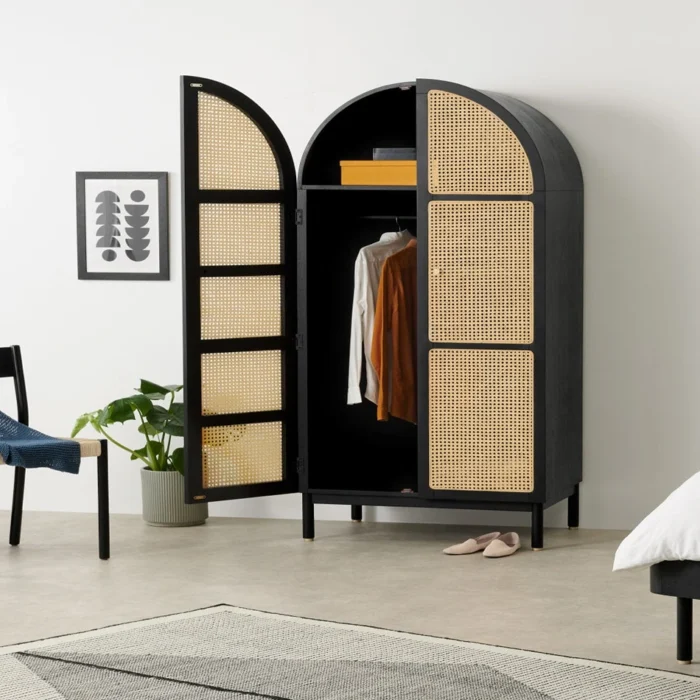 Almeida Solid Wood and Rattan Wardrobe - Image 3