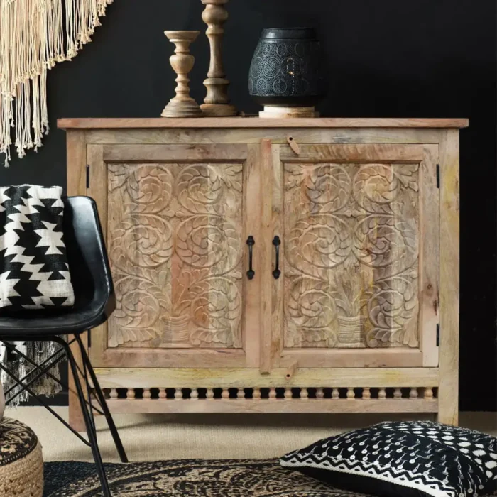 CARVEDCHEST1-1 Nairobi Hand Carved 2 Door Sideboard