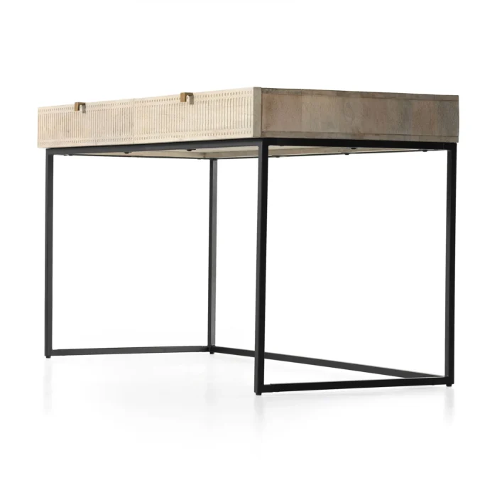 Priti Carved Mango Wood Writing Desk 56 - Image 3