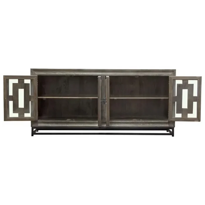 Priti 4-Door Solid Mango Wood Sideboard in Walnut Finish - Image 3