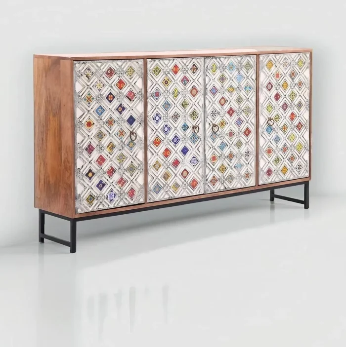 Doremon Johannes Carved with Tile Fitting Sideboard