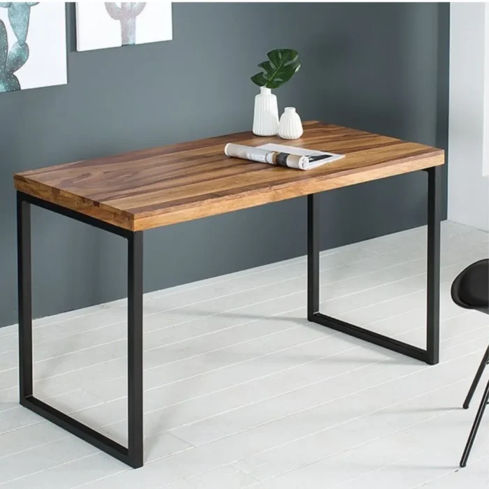 Superb Amazing Solid Wood Table | Bench With Square Iron Leg | Solid Wood end Table - Image 3