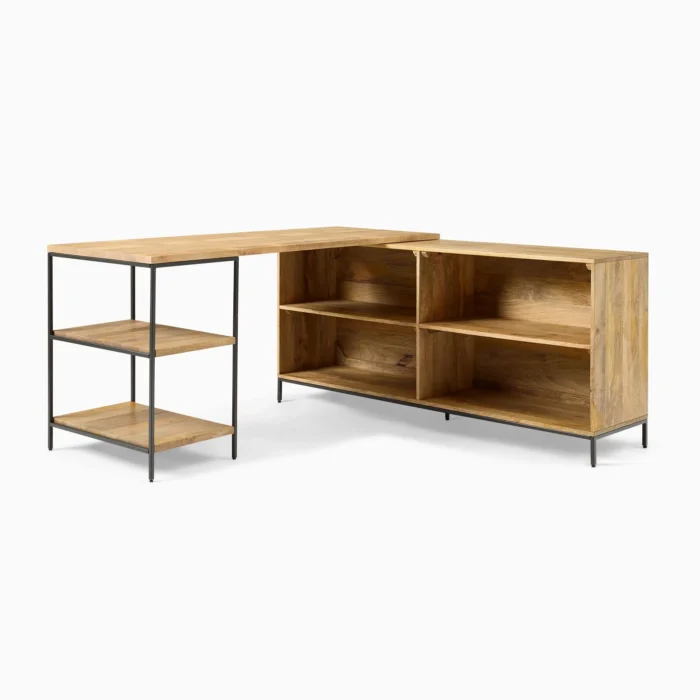 Priti Industrial Storage Modular Desk with Open Shelves Bookcase - Image 7