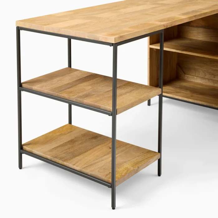 Priti Industrial Storage Modular Desk with Open Shelves Bookcase - Image 5
