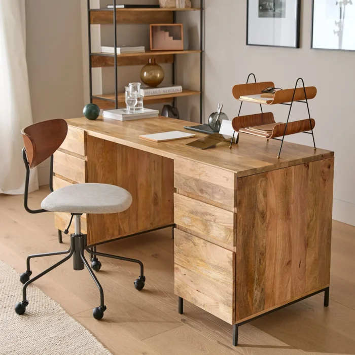 Priti Modular Desk 2 File Cabinets with 4 Drawer - Image 2