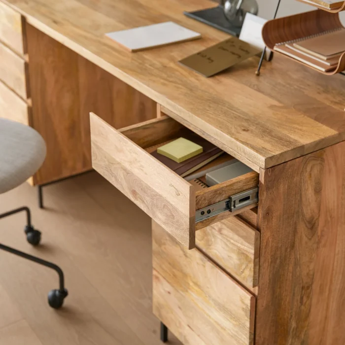 Priti Modular Desk 2 File Cabinets with 4 Drawer - Image 8