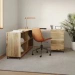Priti Industrial Modular Desk with File Cabinet Bookcase