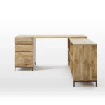 Priti Industrial Modular Desk with File Cabinet Bookcase - Image 3