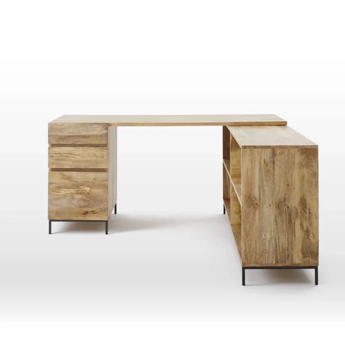 Priti Industrial Modular Desk with File Cabinet Bookcase - Image 3