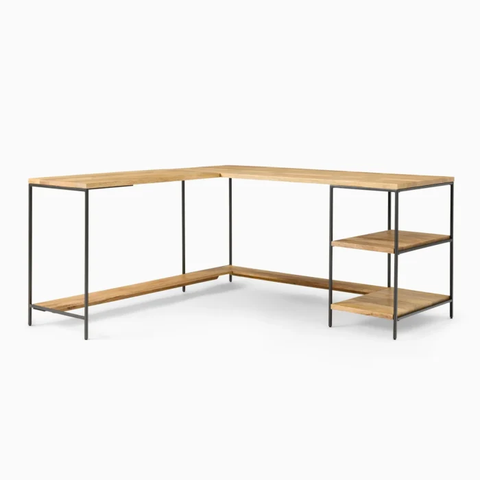 Priti Industrial Storage Modular L-Shaped Desk Open Shelves - Image 4