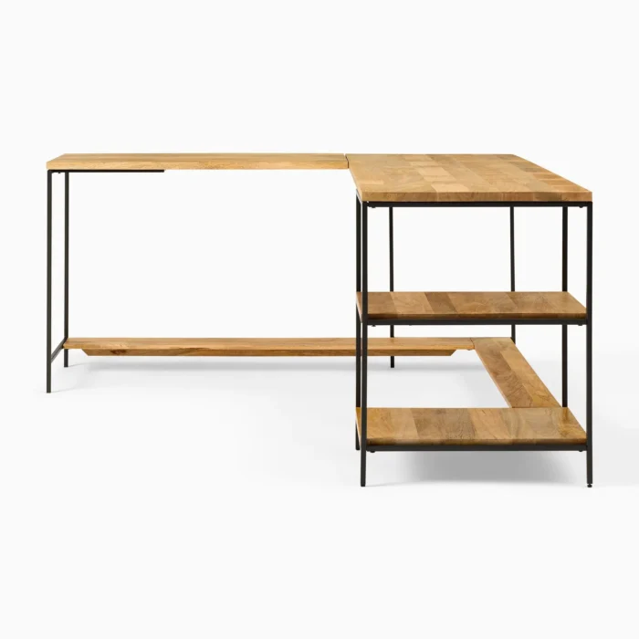 Priti Industrial Storage Modular L-Shaped Desk Open Shelves - Image 3