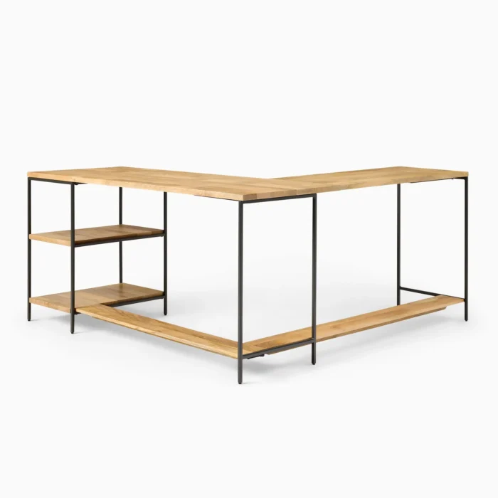 Priti Industrial Storage Modular L-Shaped Desk Open Shelves - Image 7