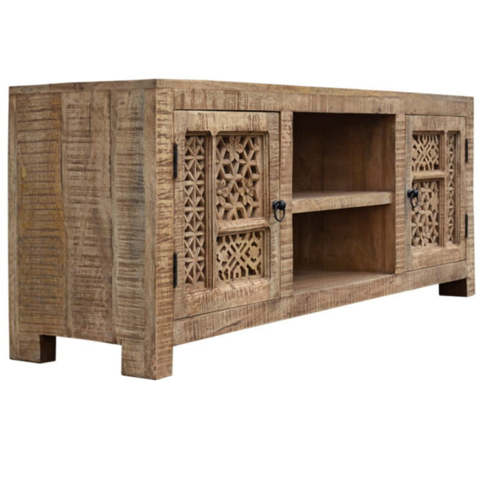 Boho Style Carved TV Cabinet - Image 2