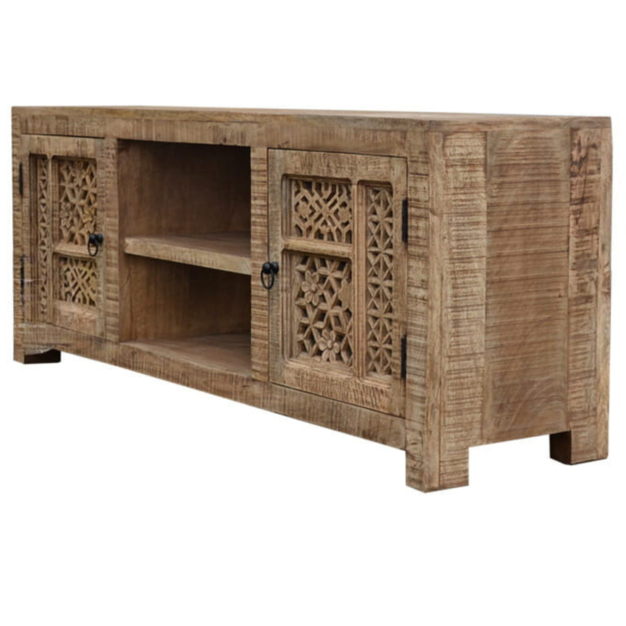 Boho Style Carved TV Cabinet - Image 3