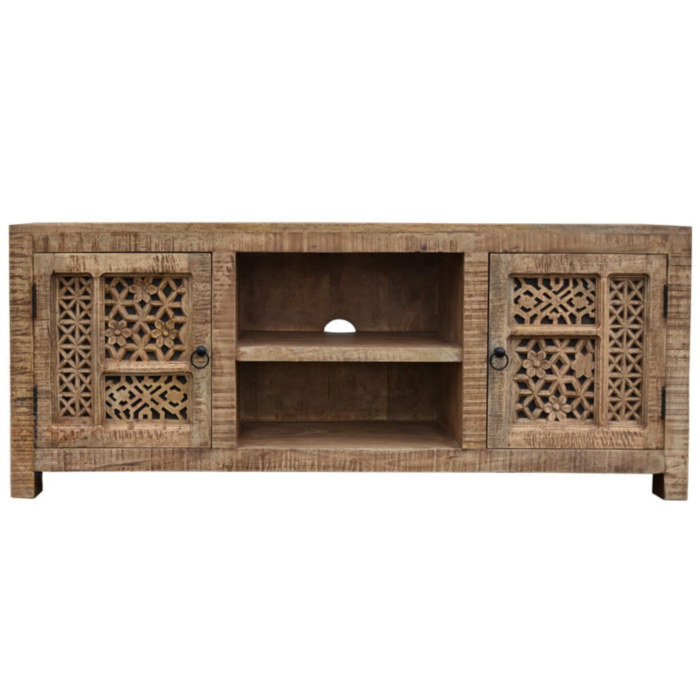 Boho Style Carved TV Cabinet - Image 4