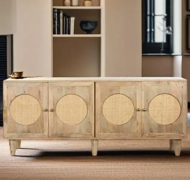 PRITIHOME22_20240129_172011624 Rattan 4 Door Sideboard in Solid Wood