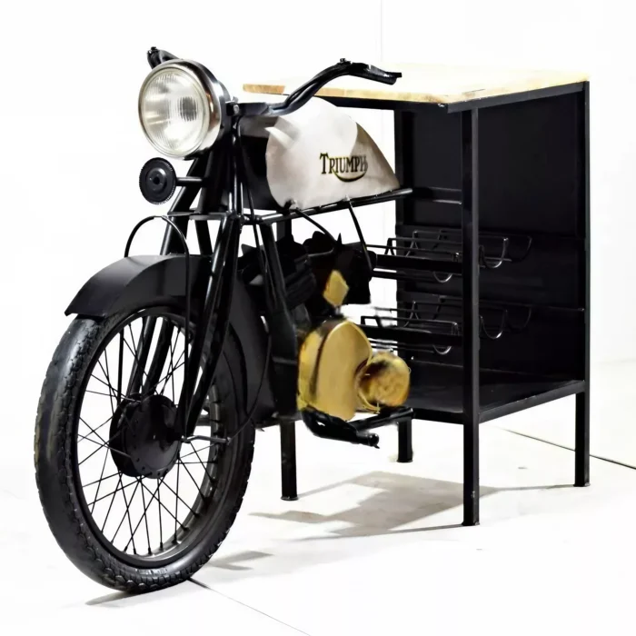 Priti Duel Finish Distress Design Automobile Wine Cabinet - Image 2