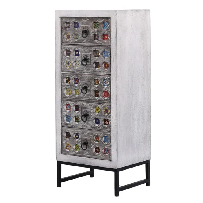 Ibadan Grey Wash 5 Drawer Chest - Image 3