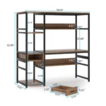 Office Desk Study Table Writing Desk Workstation with Hutch Bookcase for Home Office - Image 3