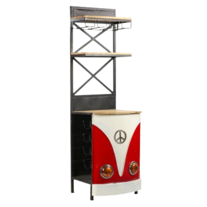 PRITI : VINTAGE BAR SHELF RED INDUSTRIAL STYLE - Image 1