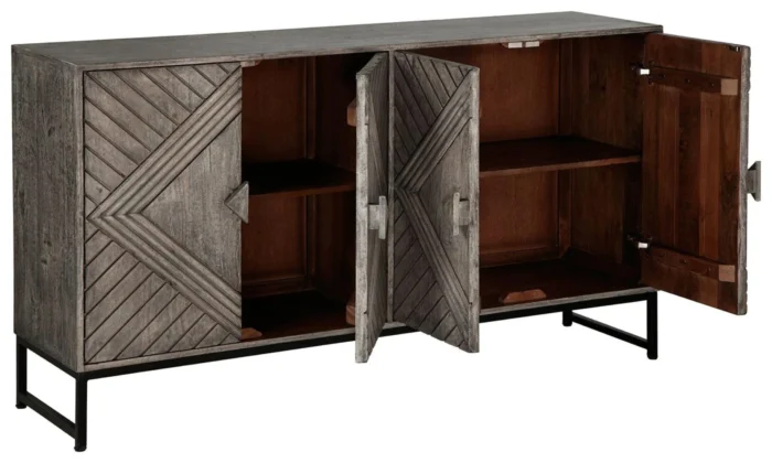 Treybrook Distressed Gray 4 Door Sideboard - Image 3