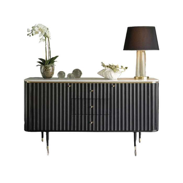 Flute Marble Sideboard Black - Image 6