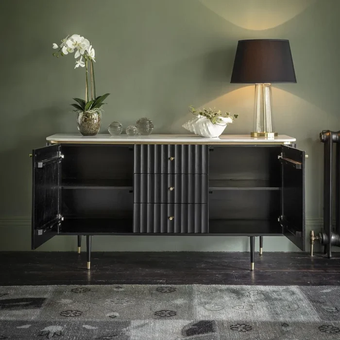 Flute Marble Sideboard Black - Image 3