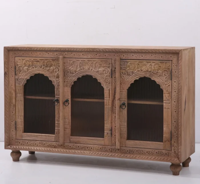 Bamako 3 Door Carved Wooden Sideboard - Image 3