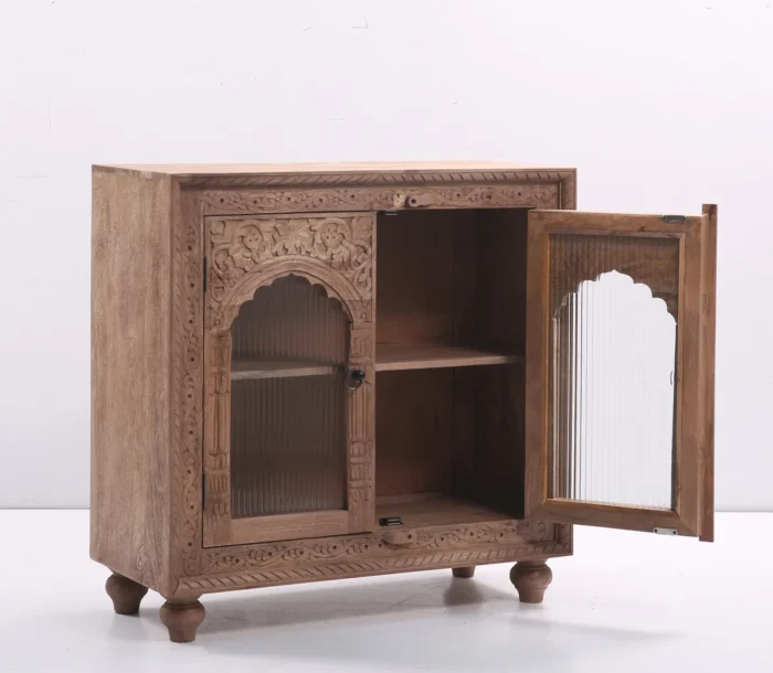 Rustic Carved Wooden 2 Door Sideboard - Image 2
