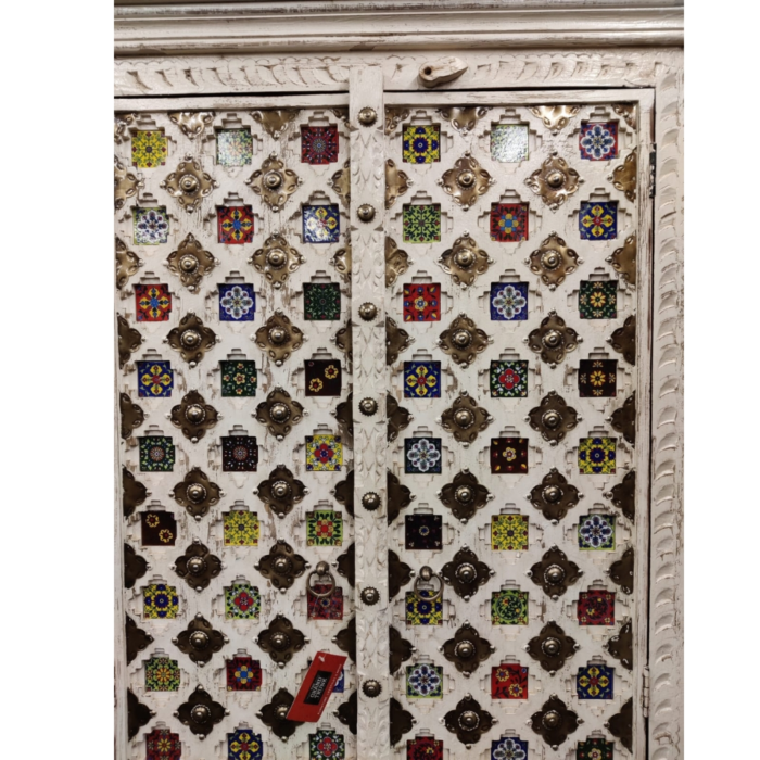 Wooden White Distress Finish Cabinet - Image 3