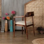 Mournex Solid wood Boucle Chair with Arm Rest - Image 3