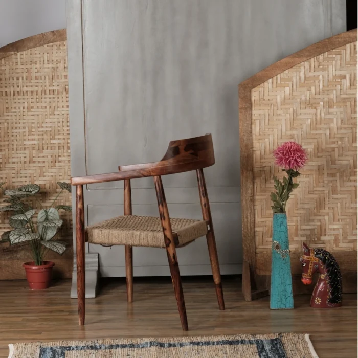 Artix Solid Wood Chair with Rope - Image 3