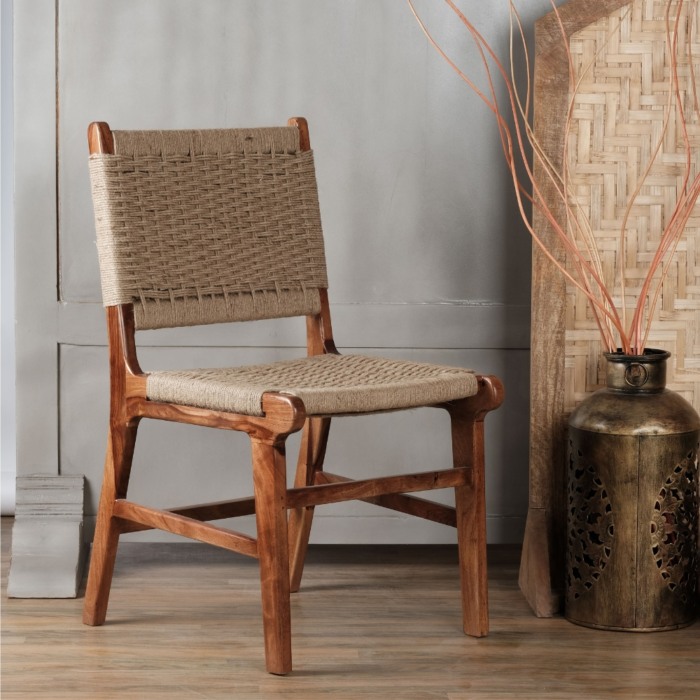 Gothic Solid Wood Chair With Rope (Set of 2) - Image 1